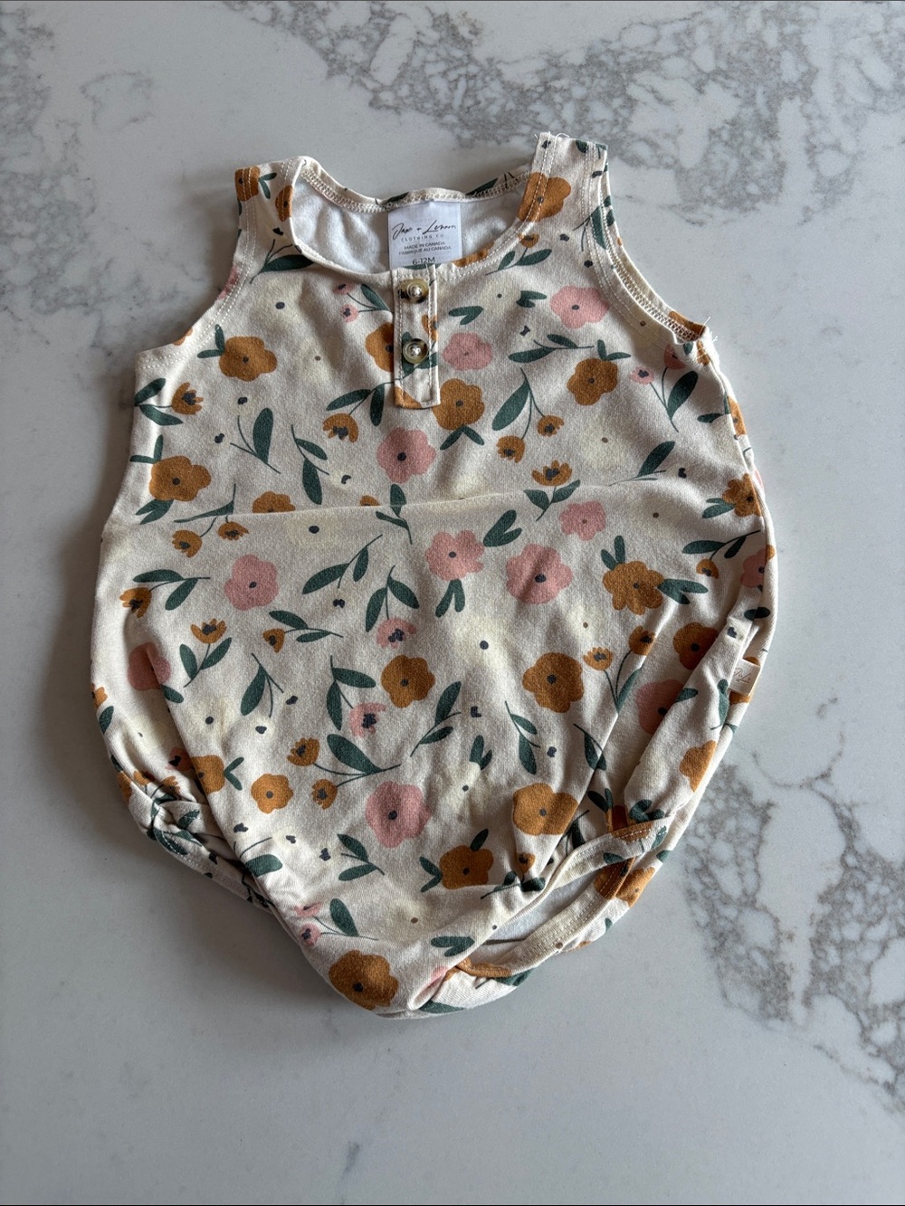 Cream Floral Baby One-Piece Romper
